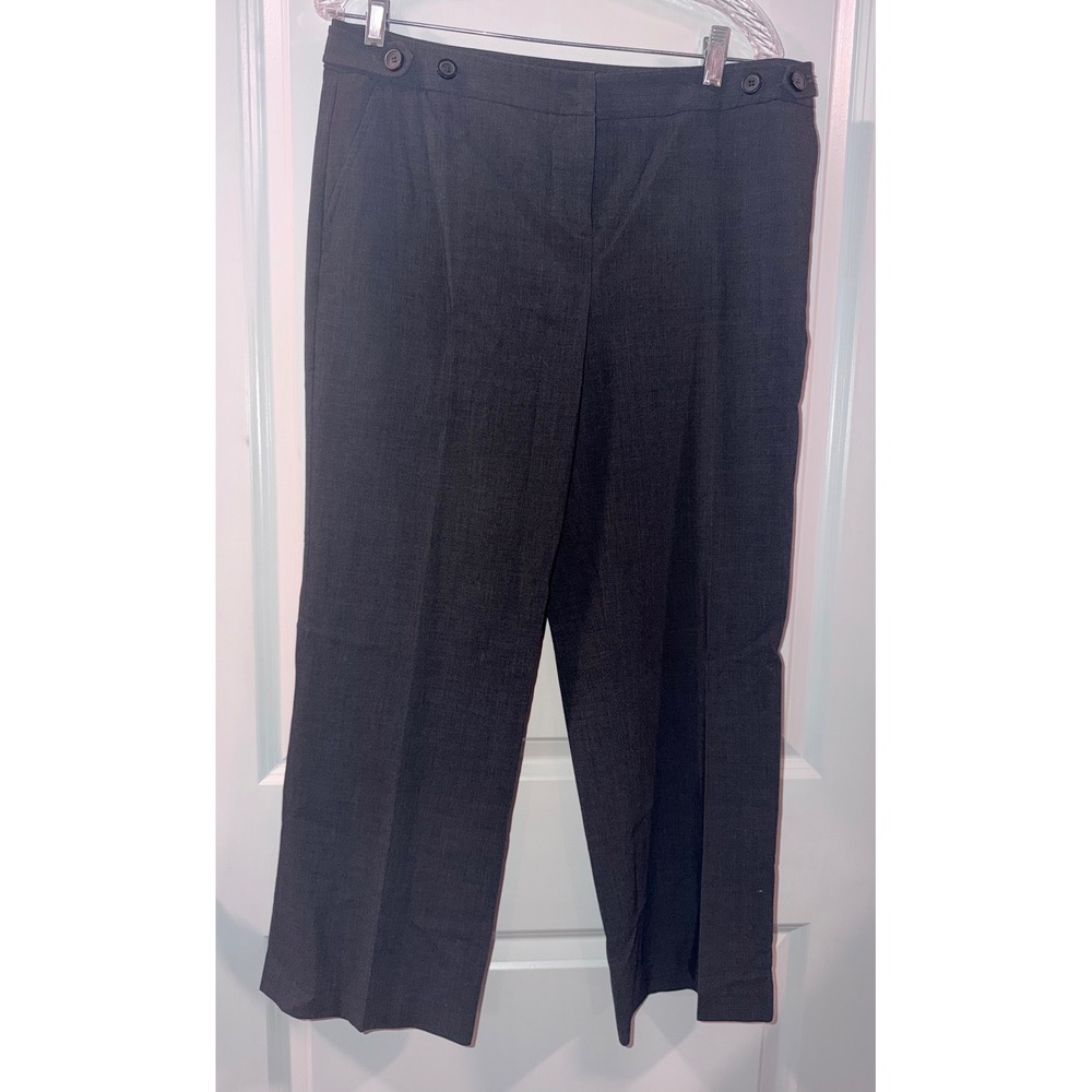 Alfani Women's 12P Petite‎ Charcoal Gray Wide Leg Dress Pants Button Tab 36X27